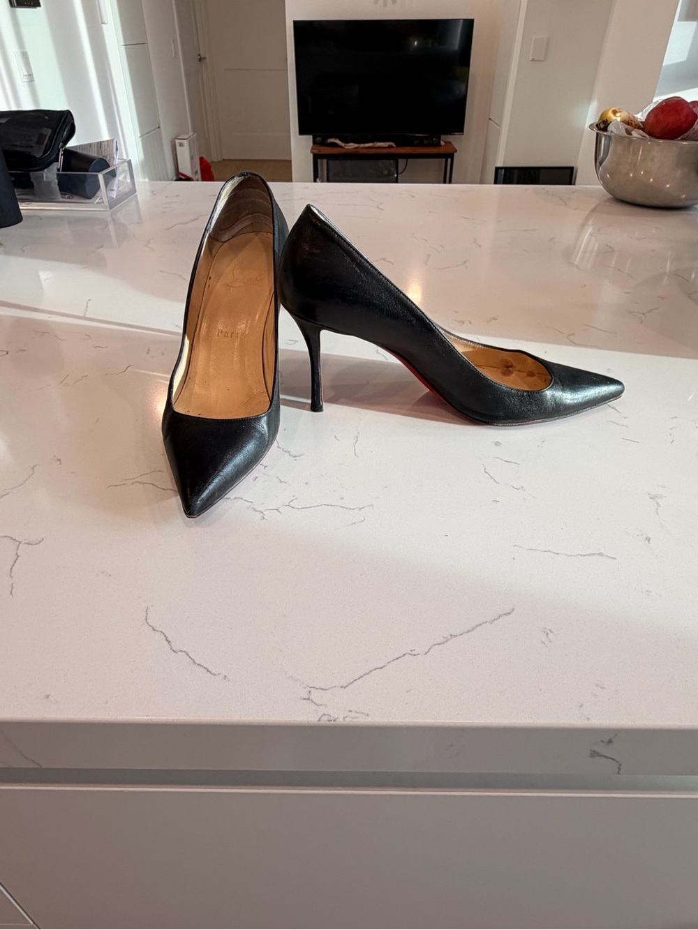 Christian Louboutin Black Leather Pointed Toe Pumps (EU 36.5)